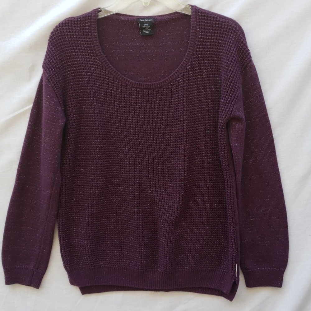 Calvin Klein Burgundy Sweater with Metallic detail